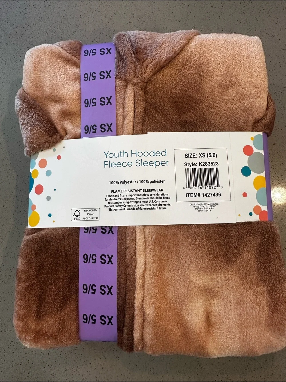 Brand New with Tag! Saint Eve Youth Hooded Fleece 1 Piece Sleeper Size 5/6 XS